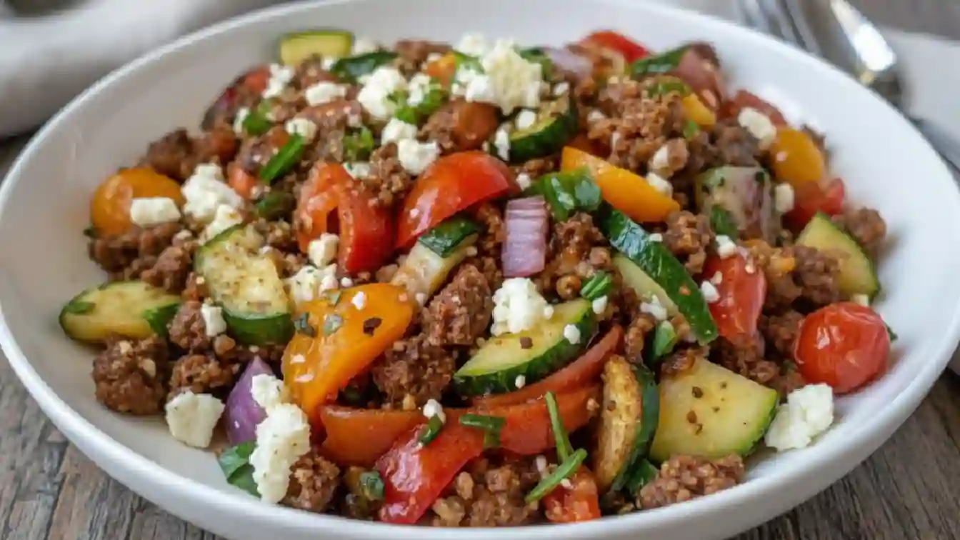 Mediterranean Ground Beef Stir Fry