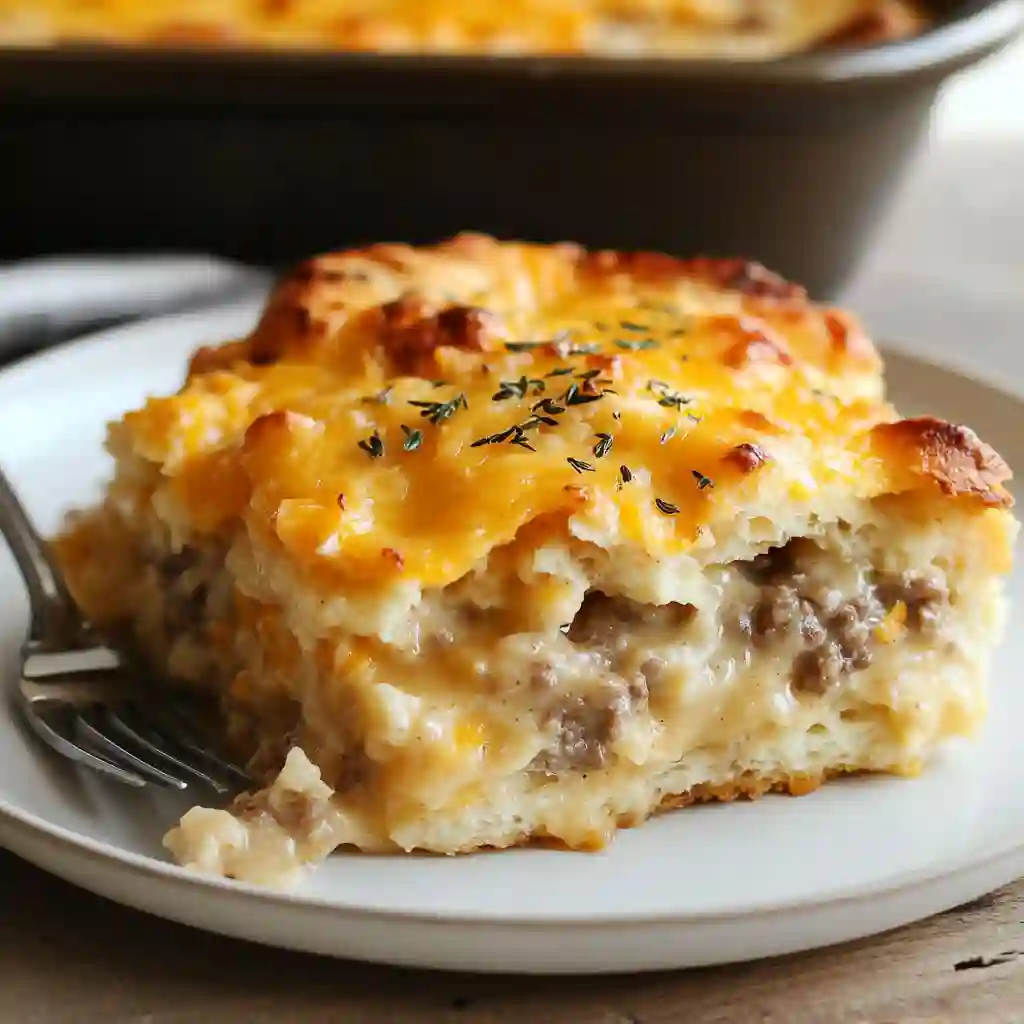 Biscuits & Gravy Hashbrown Casserole