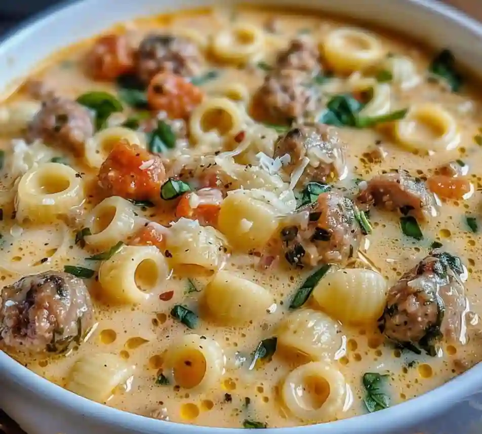 Creamy Parmesan Italian Sausage Ditalini Soup