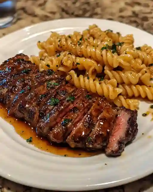 Sticky Honey Garlic Steak and Rotini