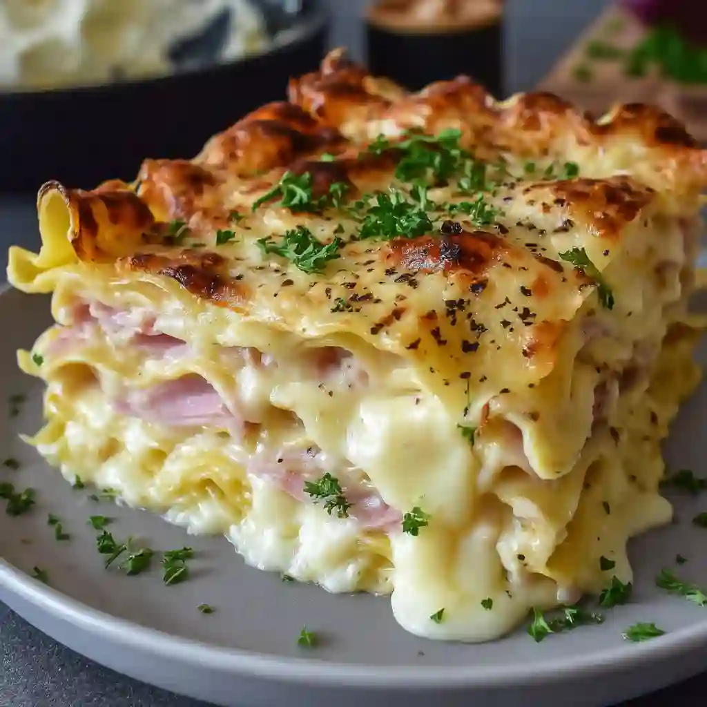 Ham & Cheese Lasagna with Creamy Mornay Sauce