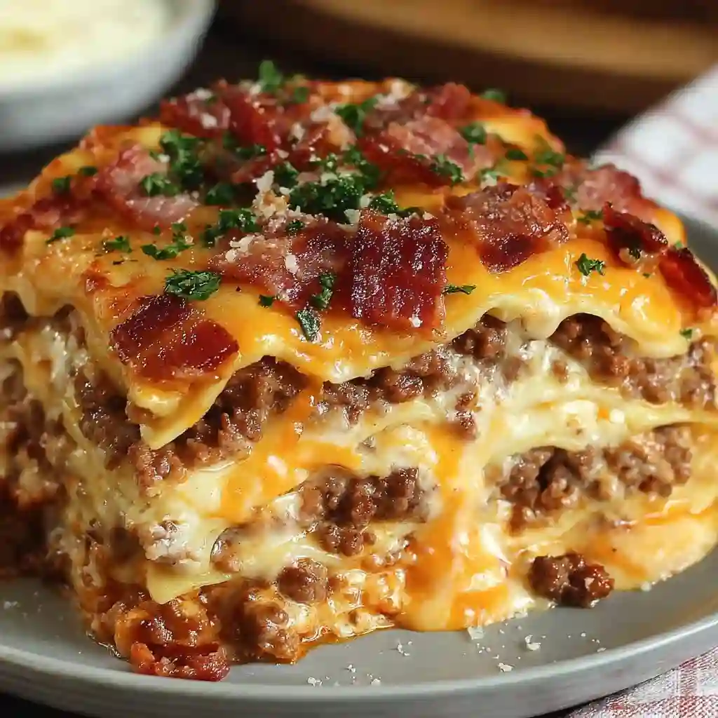 Parmesan Garlic Bacon Lasagna