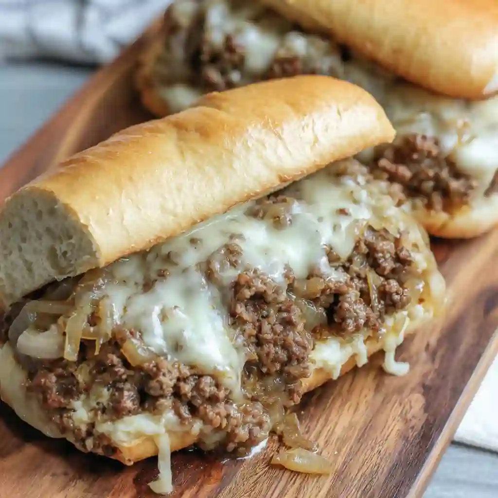 Slow Cooker Ground Beef French Dip