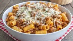 Cheesy Beef Rigatoni Bake