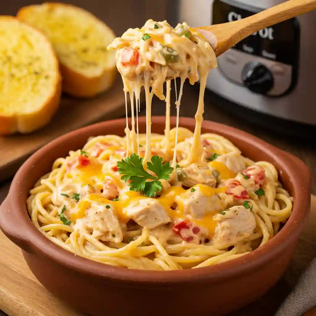Crockpot Chicken Spaghetti