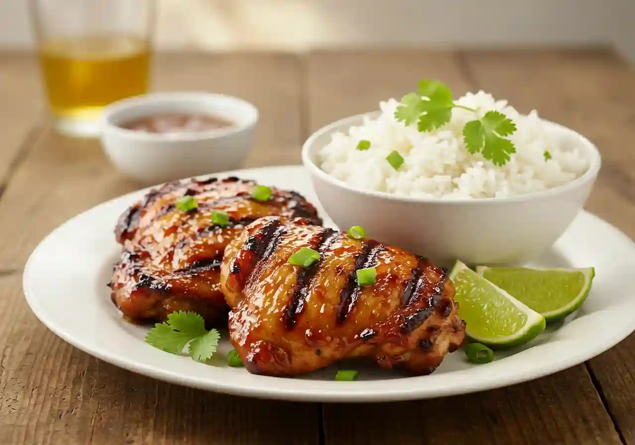 Honey Sriracha Grilled Chicken with Coconut Rice