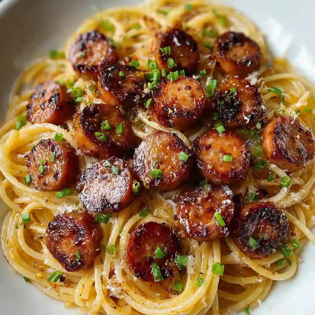 Sticky Honey Garlic Sausage Pasta Skillet