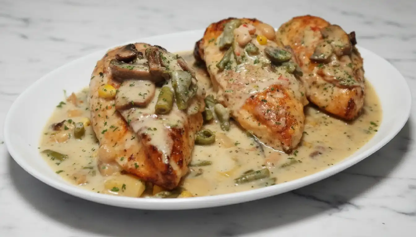 Creamy Mushroom Chicken with Veggies recipe
