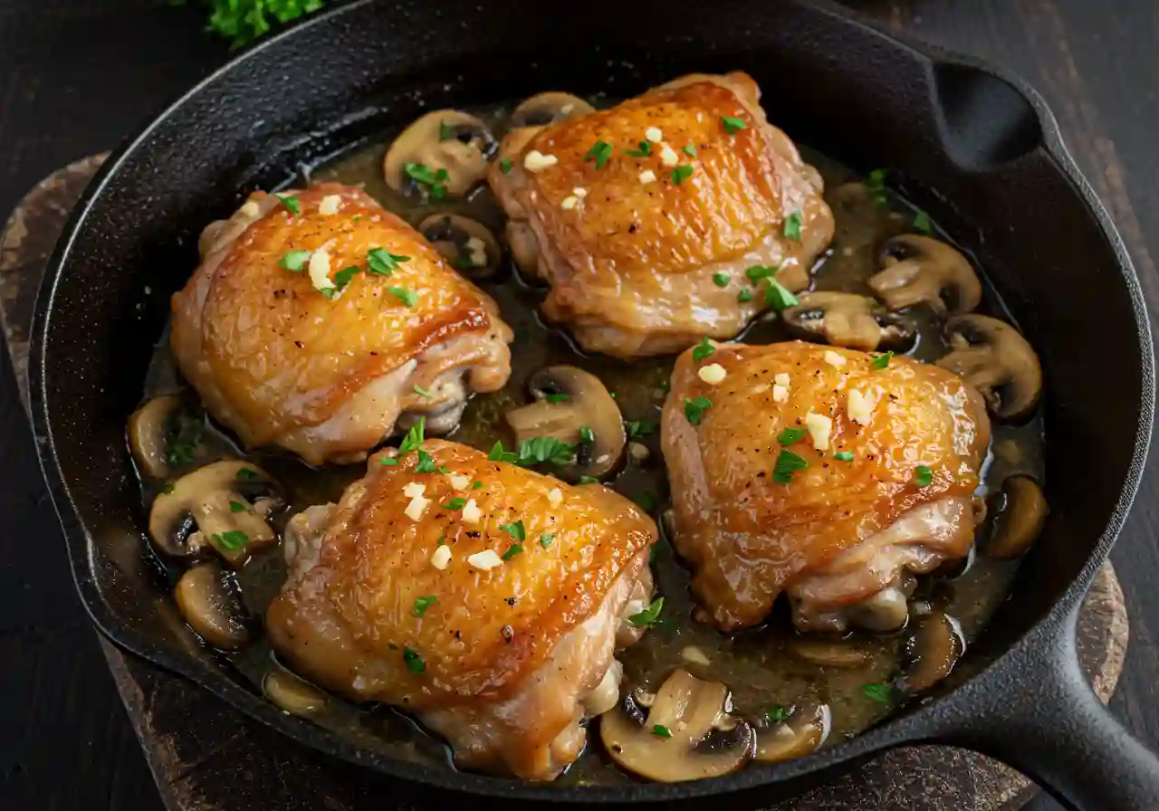 Garlic Mushroom Chicken Thighs