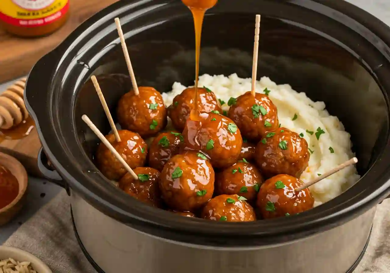 Slow Cooker Honey Buffalo Meatballs