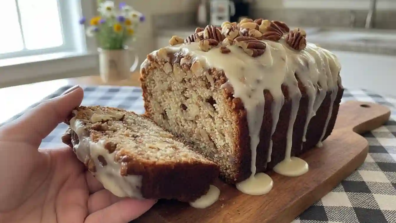 Butter Pecan Cake Loaf with Cream Cheese Icing recipe