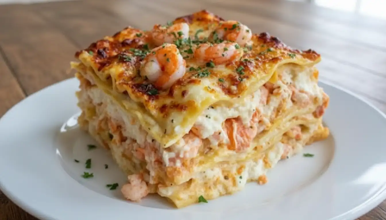 Creamy Seafood Lasagna with Shrimp and Crab