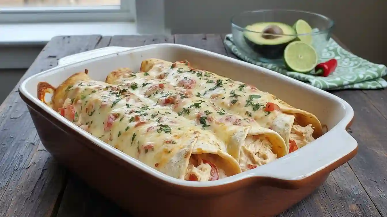 Queso Chicken Enchiladas