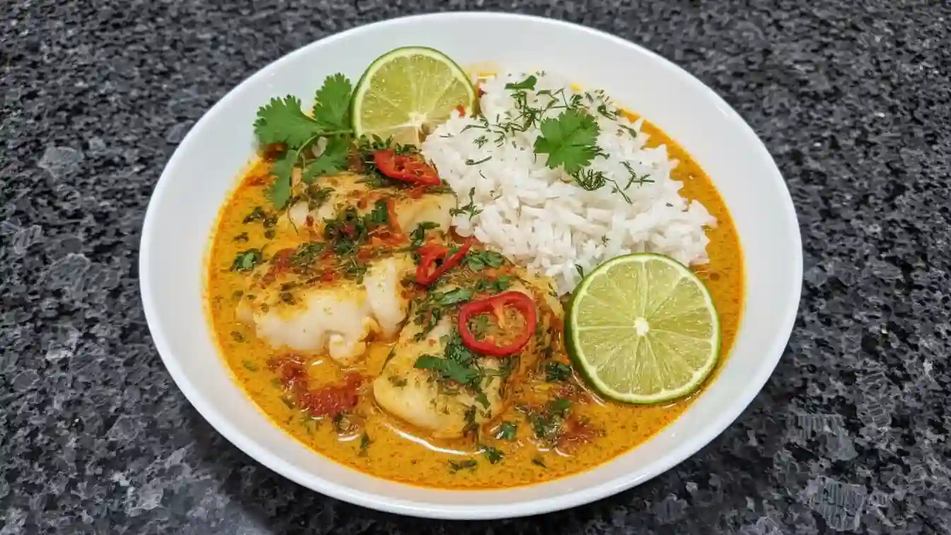 Easy 20-Minute Coconut Lime Fish Curry and Jasmine Rice
