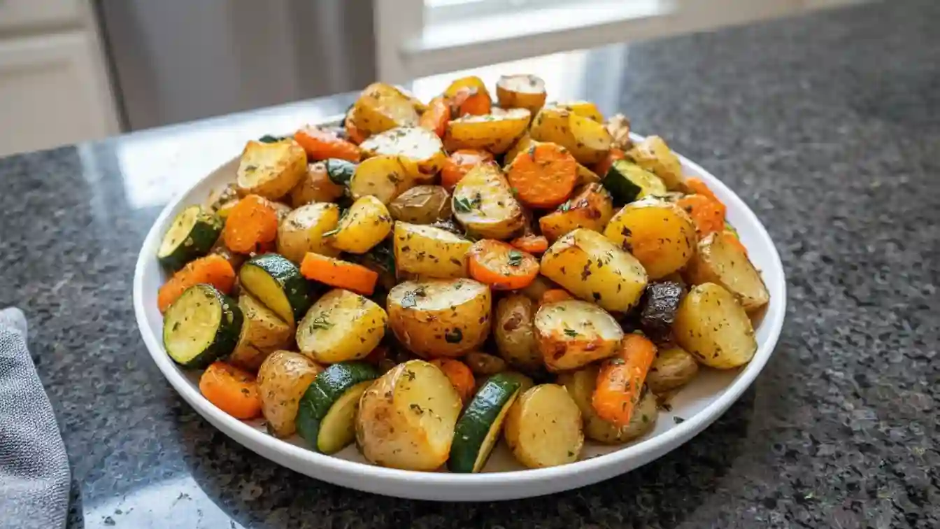 Garlic Herb Roasted Potatoes Carrots and Zucchini