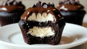 Cheesecake Stuffed Chocolate Cupcakes