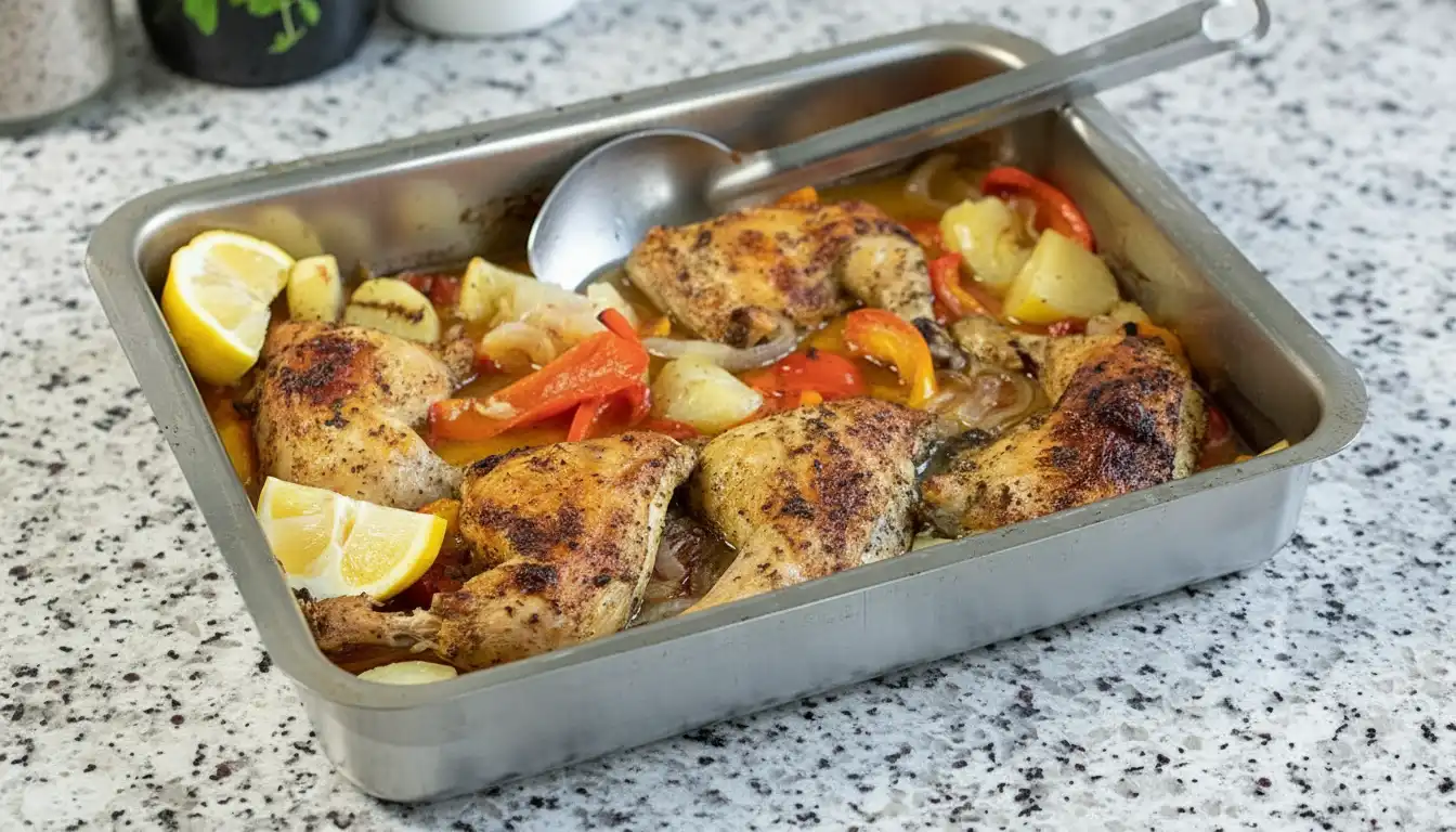 Roasted Chicken with Onions & Peppers