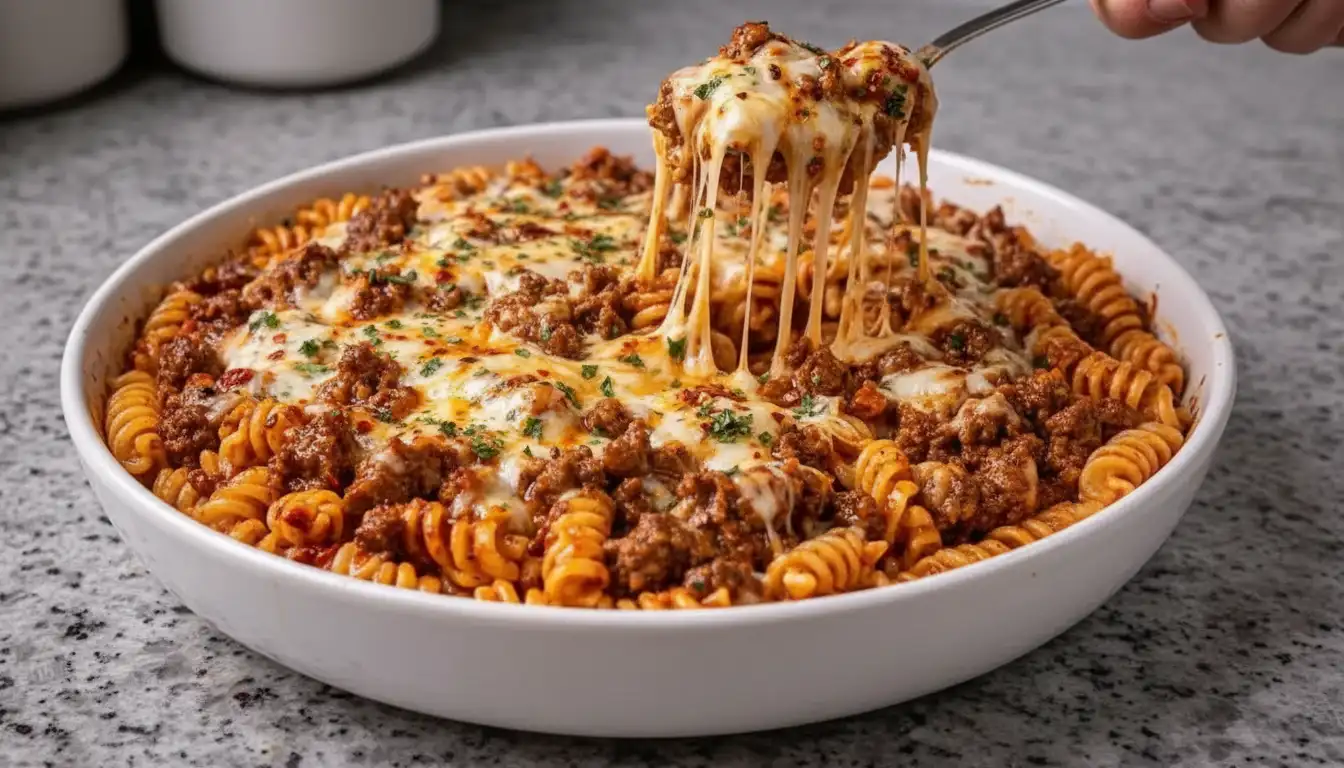 Rotini Italian Bake Recipe with Ground Chuck Pasta