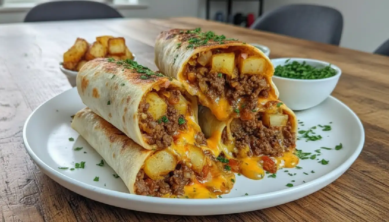 The Best Cheesy Beef and Potato Burritos