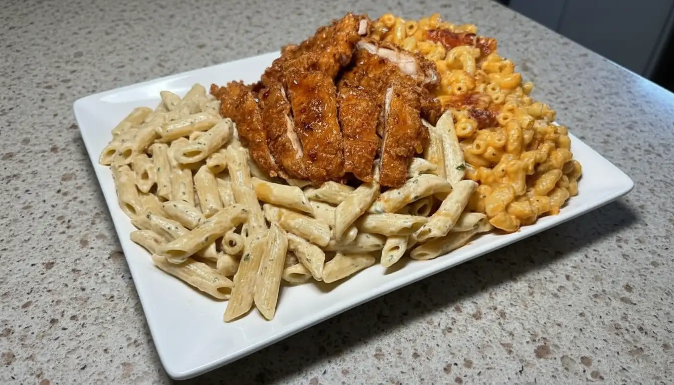 Honey Glazed Jerk Chicken with Buttermilk Mac and Cheese & Rasta Pasta Recipe