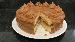 The Best Moist Vanilla Cake with Caramel