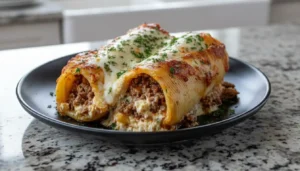 Cheesy Beef Stuffed Manicotti