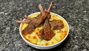 Honey Garlic Lamb Chops Over Creamy Parmesan Polenta