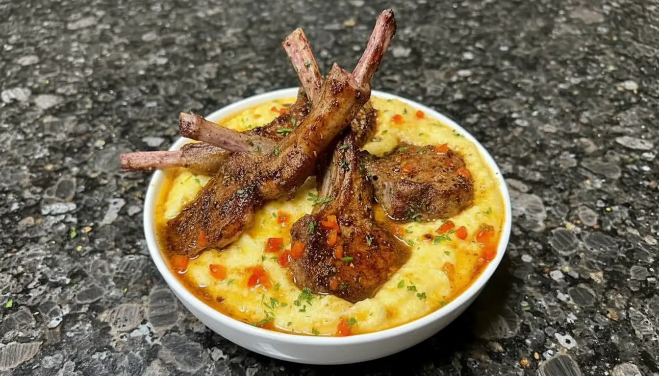 Honey Garlic Lamb Chops Over Creamy Parmesan Polenta