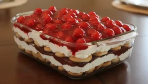 No-Bake Cherry Cheesecake Cookie Lasagna