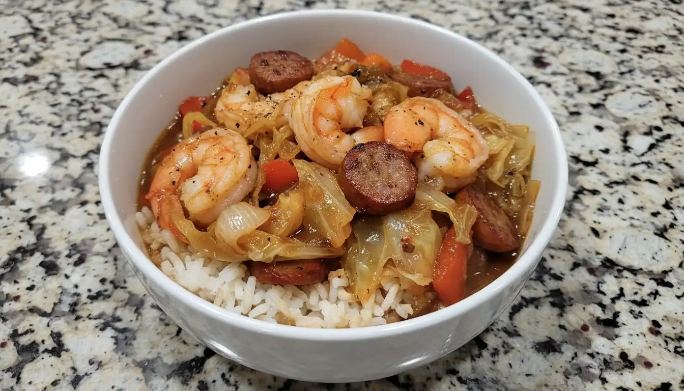 Shrimp and Sausage Cabbage Bowll
