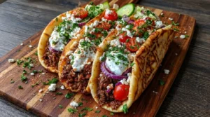 Greek Beef Pita Wraps with Tzatziki Sauce Recipe