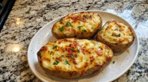 Cheesy Sriracha Twice Baked Potatoes