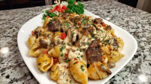 Colby Jack Steak Shells with Garlic and Herbs