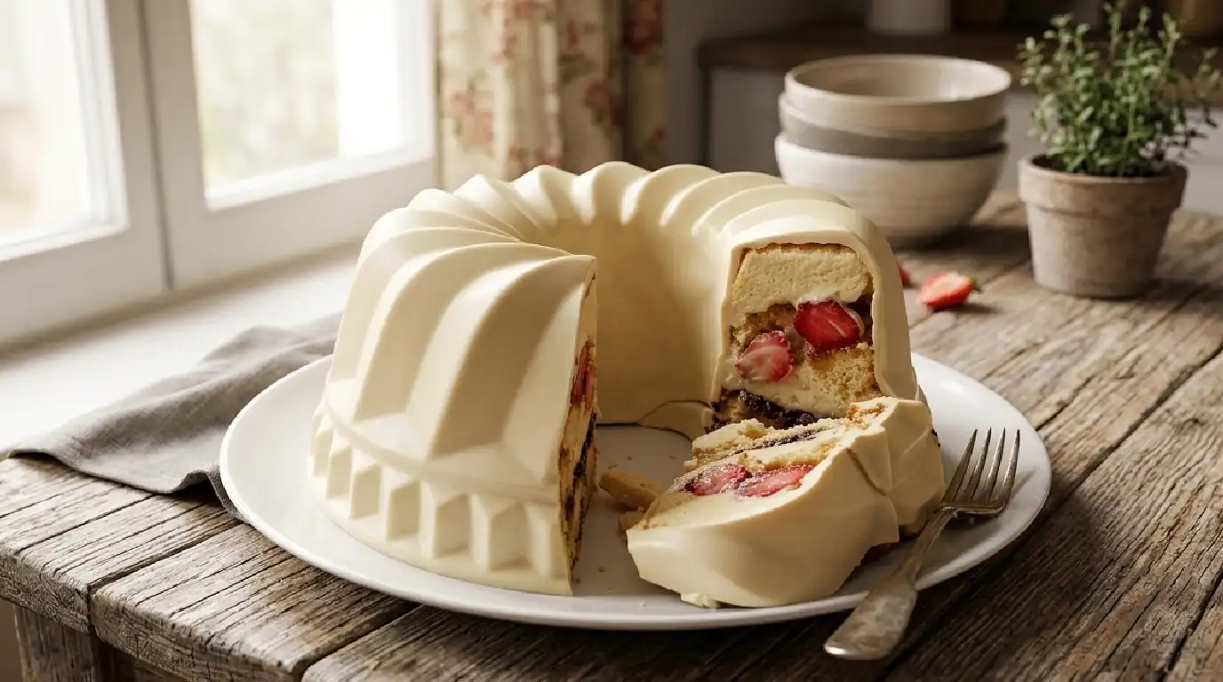 Giant White Chocolate Strawberry Bombom Cake Recipe